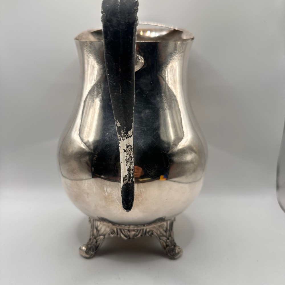 Vintage FB Rogers Silver Co Footed Water Pitcher Ice Guard 3707 Silverplate - Picture 5 of 9
